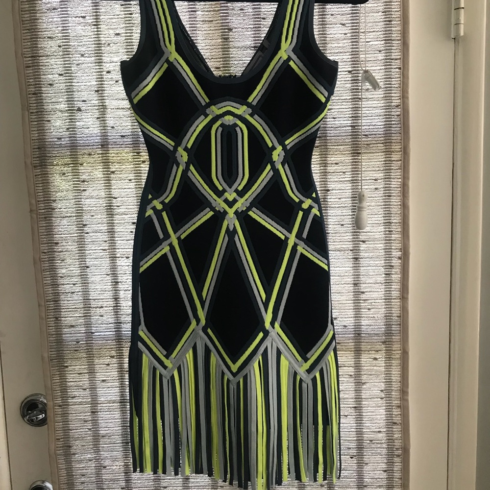 Herve Leger Fringe Bottom Knit Dress